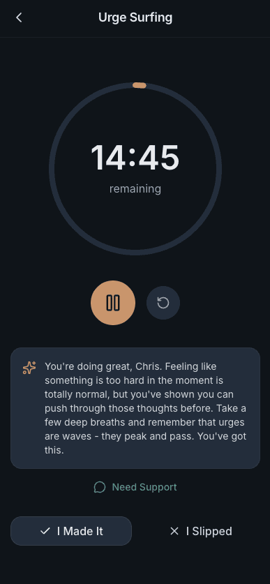 Ride out the urge with a 15-minute timer